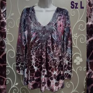 WOMENS MULTI COLOR VELOUR TOP SIZE L